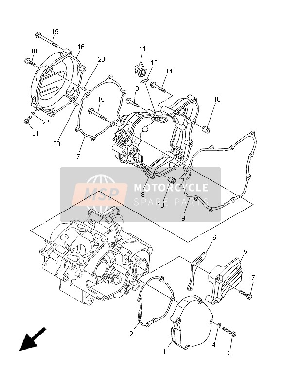 Yamaha YZ125 2005 Crankcase Cover 1 for a 2005 Yamaha YZ125