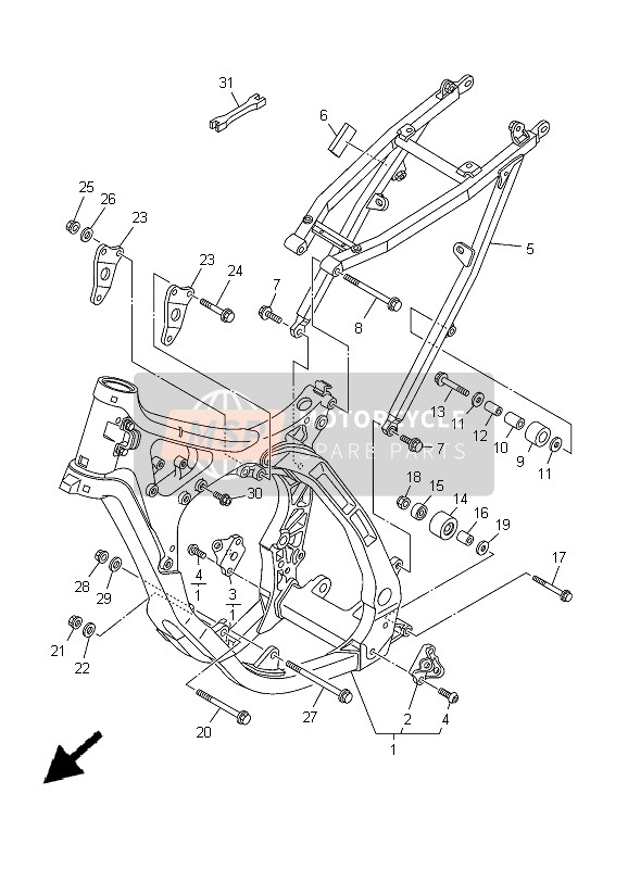 1C3211010000, Cadre Comp. 2, Yamaha, 0