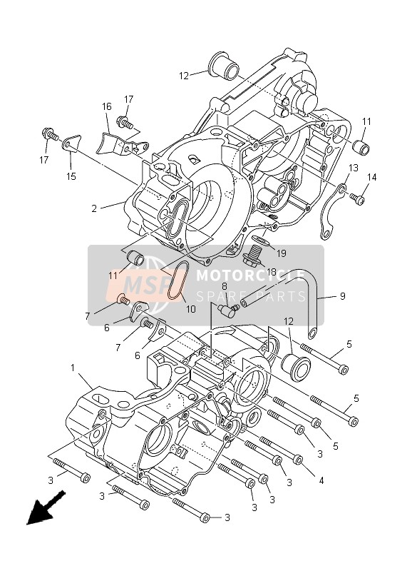 Yamaha YZ250 2005 Crankcase for a 2005 Yamaha YZ250