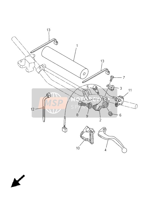 Yamaha YZ250 2005 Commutateur de poignée & Levier pour un 2005 Yamaha YZ250