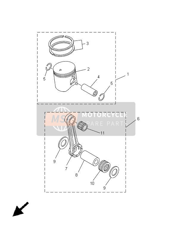 Yamaha YZ250 2005 Partes opcionales 1 para un 2005 Yamaha YZ250