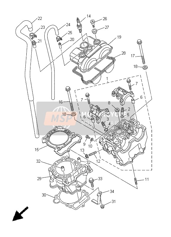 Yamaha YZ250F 2005 Cylinder for a 2005 Yamaha YZ250F