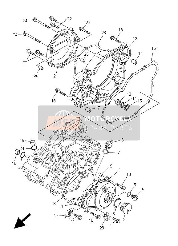 Yamaha YZ250F 2005 KURBELGEHÄUSEABDECKUNG 1 für ein 2005 Yamaha YZ250F