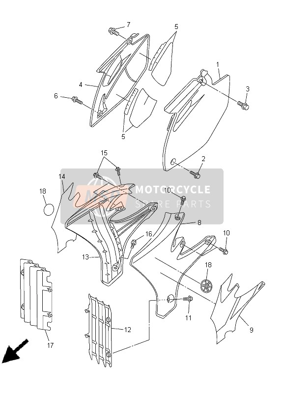 Yamaha YZ250F 2005 Side Cover for a 2005 Yamaha YZ250F