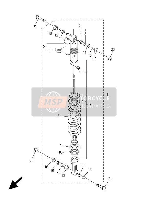 Yamaha YZ250F 2005 Suspensión trasera para un 2005 Yamaha YZ250F