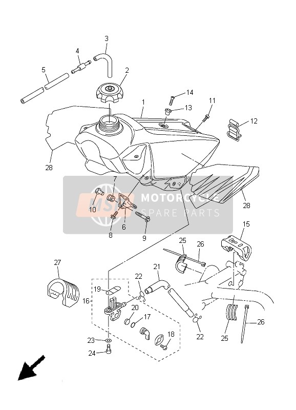 Yamaha YZ250F 2005 Réservoir d'essence pour un 2005 Yamaha YZ250F