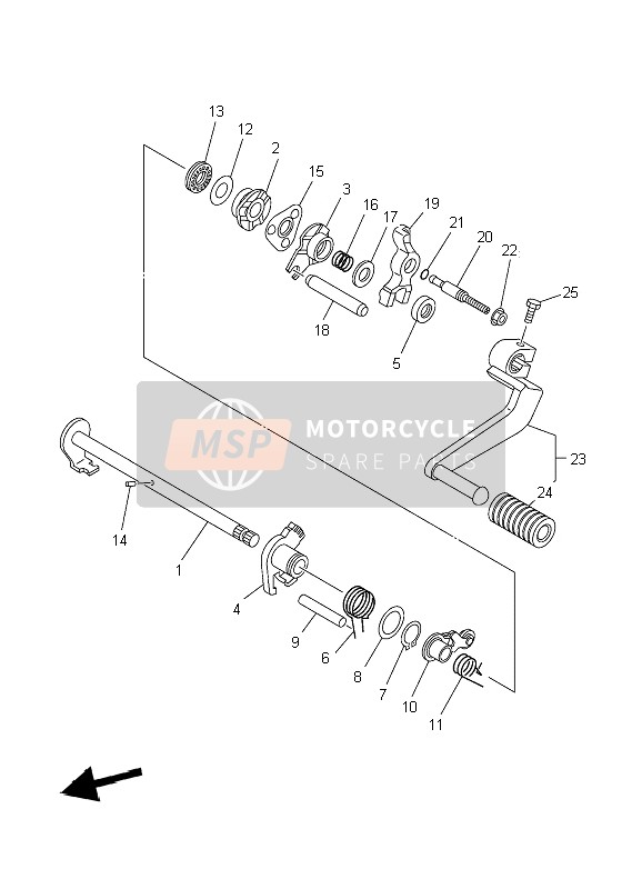 Yamaha TT-R90E 2006 Arbre de changement de vitesse pour un 2006 Yamaha TT-R90E