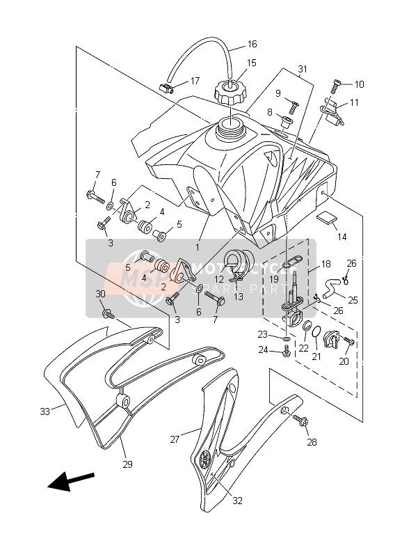 Yamaha TT-R125 SW & LW 2006 Réservoir d'essence pour un 2006 Yamaha TT-R125 SW & LW