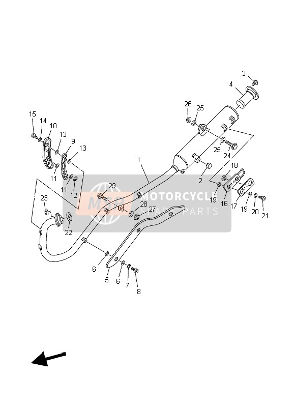 Yamaha TT-R125E SW & LW 2006 Exhaust for a 2006 Yamaha TT-R125E SW & LW