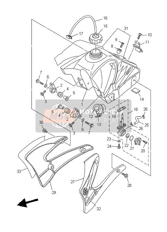 Yamaha TT-R125E SW & LW 2006 Réservoir d'essence pour un 2006 Yamaha TT-R125E SW & LW