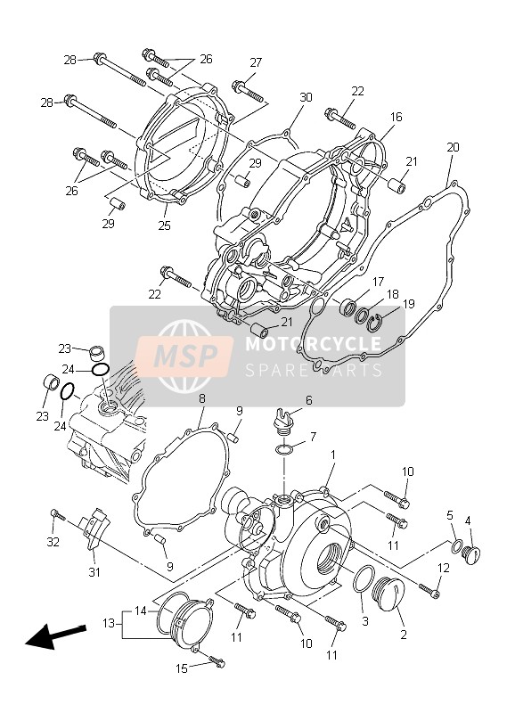 Yamaha WR250F 2006 Crankcase Cover 1 for a 2006 Yamaha WR250F