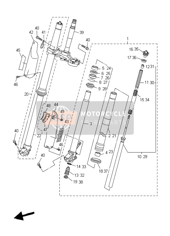 5TJ23102C000, Ass.Forcella Anteriore (Sin), Yamaha, 0