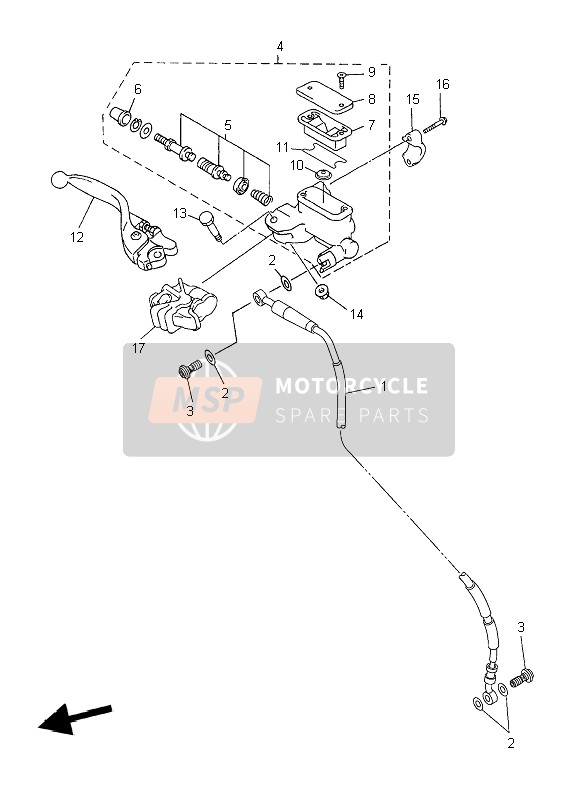 Yamaha WR450F 2006 Maître-cylindre avant pour un 2006 Yamaha WR450F