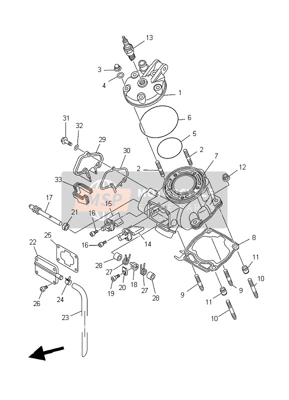 Yamaha YZ125 2006 Cylinder Head for a 2006 Yamaha YZ125