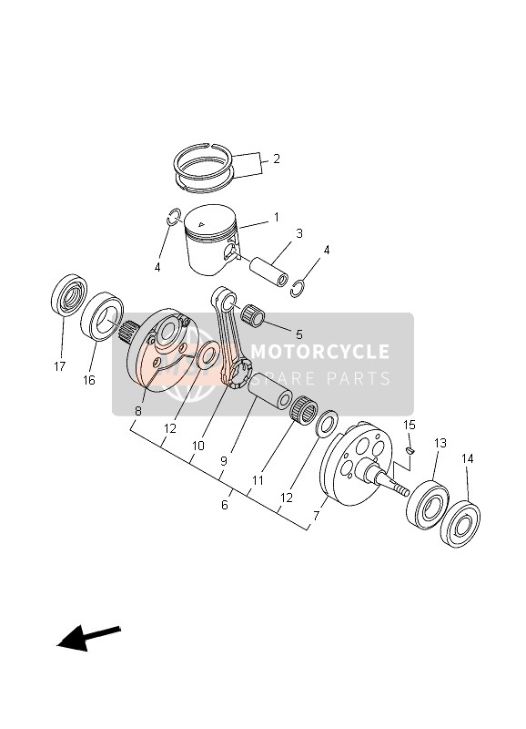 Yamaha YZ250 2006 Crankshaft & Piston for a 2006 Yamaha YZ250