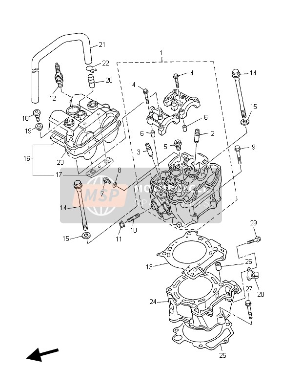 2S2111020000, Zylinderkopf, Yamaha, 6