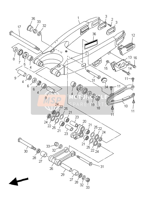 Yamaha YZ450F 2006 Rear Arm for a 2006 Yamaha YZ450F