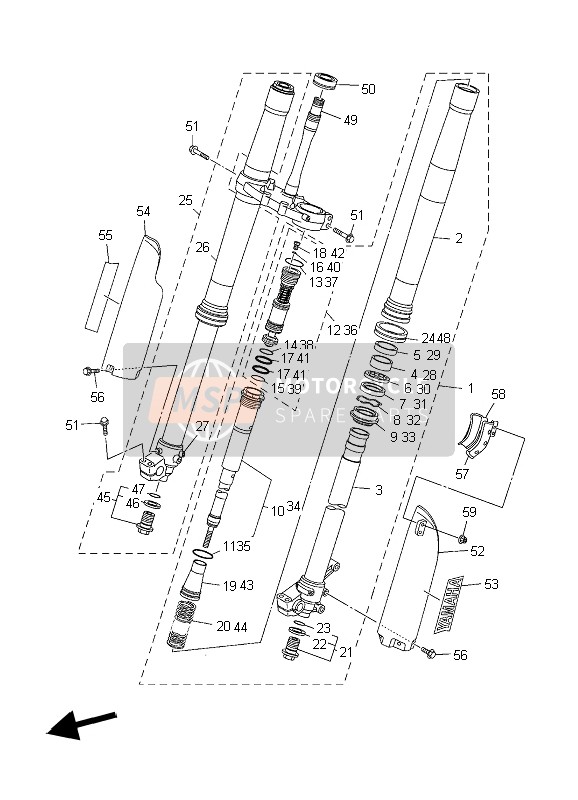 Yamaha YZ450F 2006 Forcella anteriore per un 2006 Yamaha YZ450F