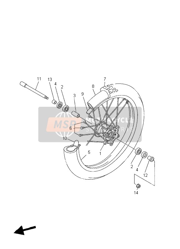 Yamaha YZ450F 2006 Ruota anteriore per un 2006 Yamaha YZ450F