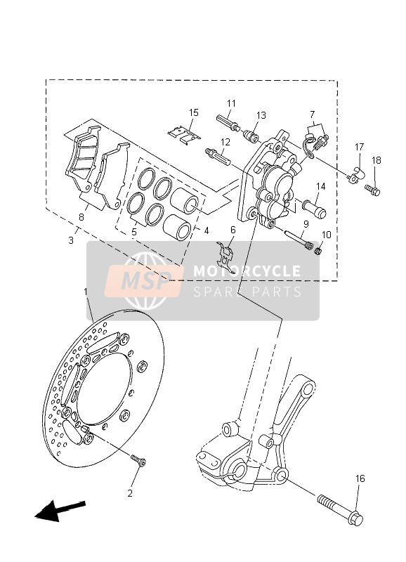 Yamaha YZ450F 2006 Pinza freno anteriore per un 2006 Yamaha YZ450F