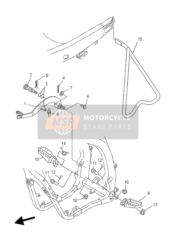 Yamaha YZ450F 2006 Estar & Reposapiés para un 2006 Yamaha YZ450F