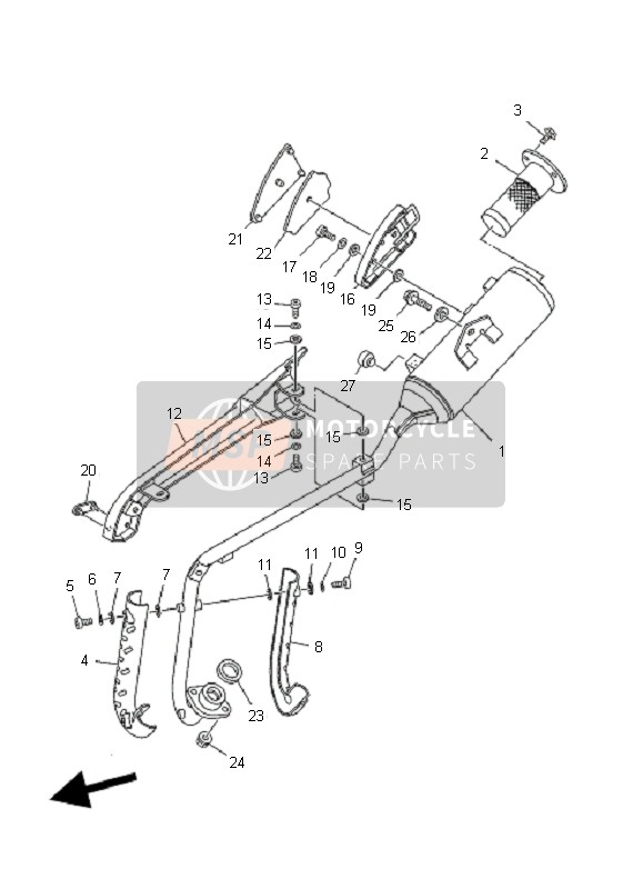 Yamaha TT-R50E 2007 Exhaust for a 2007 Yamaha TT-R50E