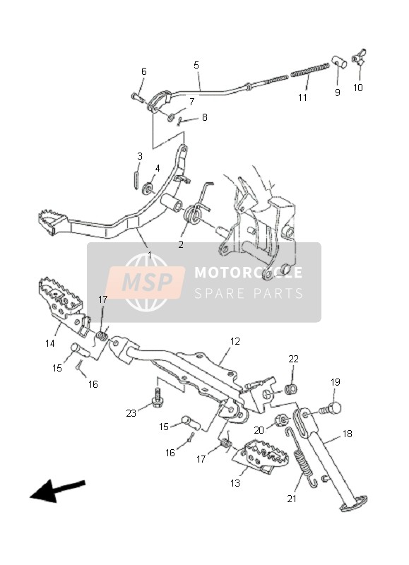 Yamaha TT-R50E 2007 Estar & Reposapiés para un 2007 Yamaha TT-R50E