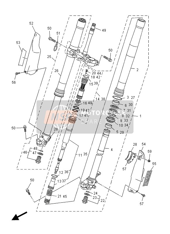 Yamaha WR450F 2012 Forcella anteriore per un 2012 Yamaha WR450F