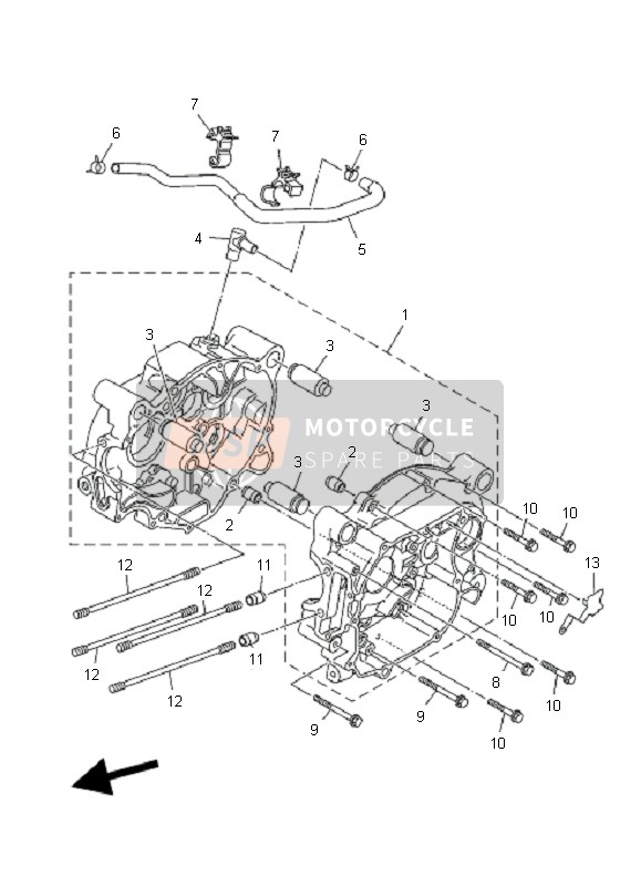 Yamaha TT-R90 2007 Crankcase for a 2007 Yamaha TT-R90