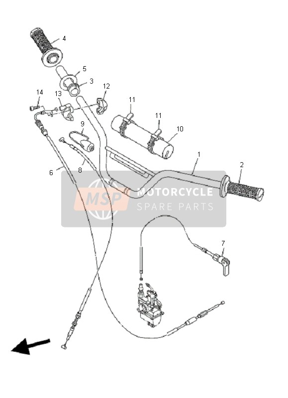 Yamaha TT-R90 2007 Steering Handle & Cable for a 2007 Yamaha TT-R90