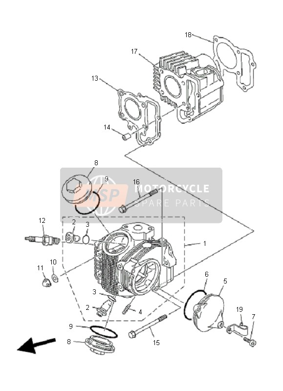 Yamaha TT-R90E 2007 Cylinder Head for a 2007 Yamaha TT-R90E