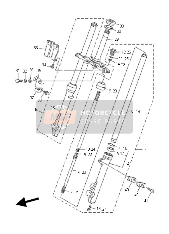 Yamaha TT-R90E 2007 Forcella anteriore per un 2007 Yamaha TT-R90E