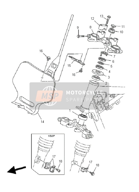 Yamaha TT-R125E SW & LW 2007 Direccion para un 2007 Yamaha TT-R125E SW & LW