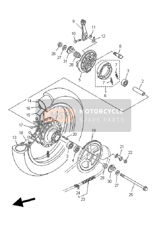 Yamaha TT-R125E SW & LW 2007 Rueda trasera para un 2007 Yamaha TT-R125E SW & LW