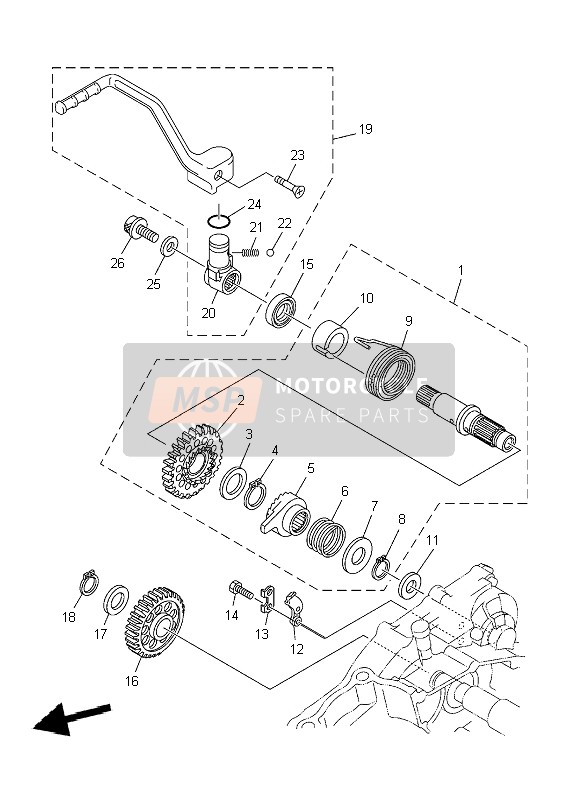 5NL156012000, Kick Shaft Assy, Yamaha, 0