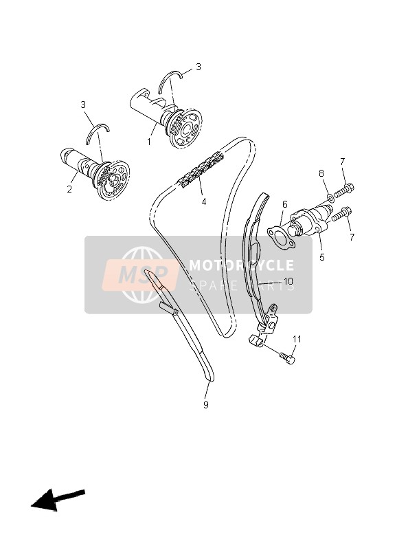 Yamaha WR450F 2007 Arbre À Cames & Chaîne pour un 2007 Yamaha WR450F