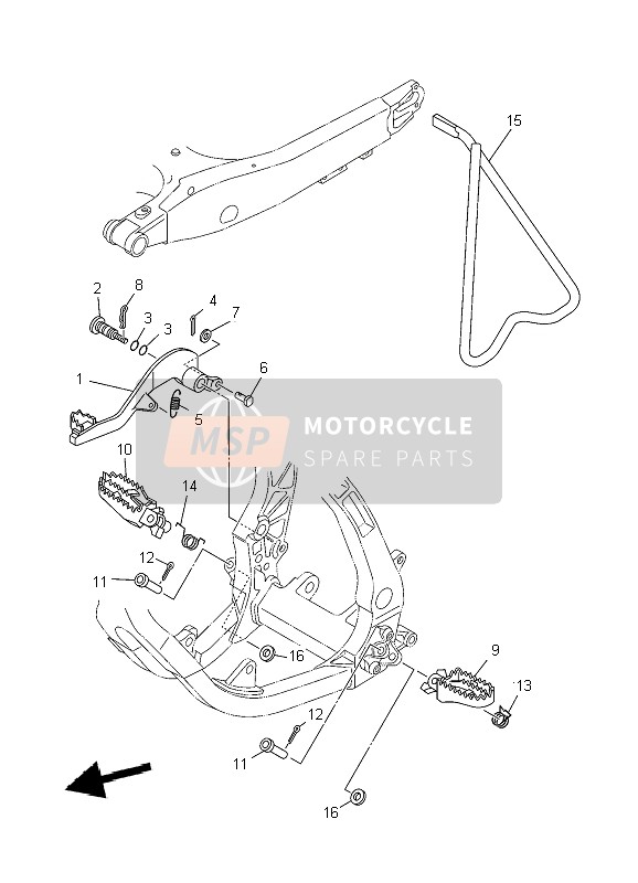 Yamaha YZ125 2007 STÄNDER & FUSSRASTE für ein 2007 Yamaha YZ125