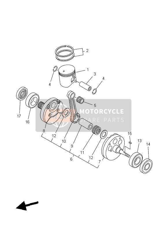 Yamaha YZ250 2007 Crankshaft & Piston for a 2007 Yamaha YZ250