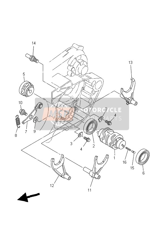 Yamaha YZ250 2007 Shift Cam & Fourchette pour un 2007 Yamaha YZ250