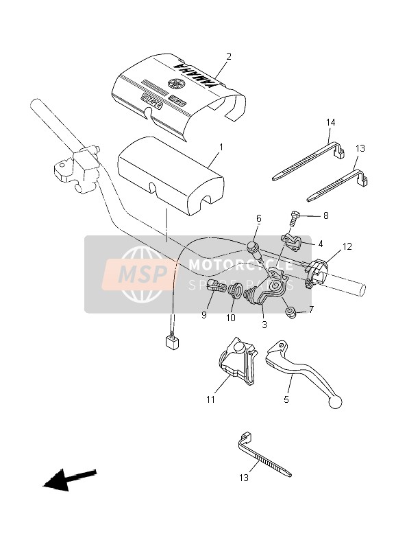 Yamaha YZ250 2007 Interruptor de manija & Palanca para un 2007 Yamaha YZ250