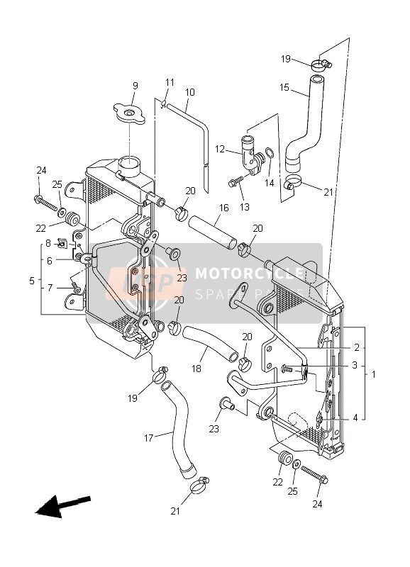 5XC1240AG000, Radiateur Complet, Yamaha, 2