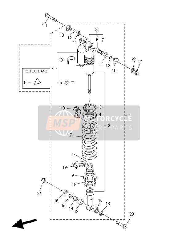 Yamaha YZ250F 2007 Suspensión trasera para un 2007 Yamaha YZ250F