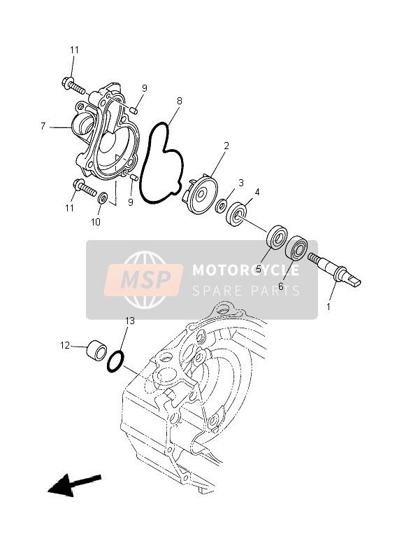 Yamaha YZ450F 2007 Bomba de agua para un 2007 Yamaha YZ450F