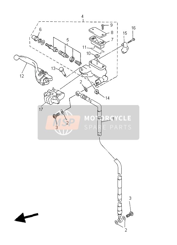 Yamaha YZ450F 2007 Front Master Cylinder for a 2007 Yamaha YZ450F