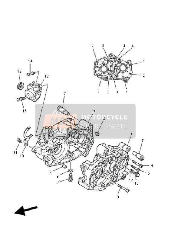 Yamaha PW80 2008 Crankcase for a 2008 Yamaha PW80