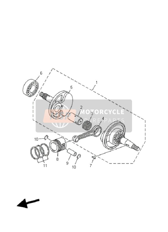 Yamaha TT-R50E 2008 Crankshaft & Piston for a 2008 Yamaha TT-R50E