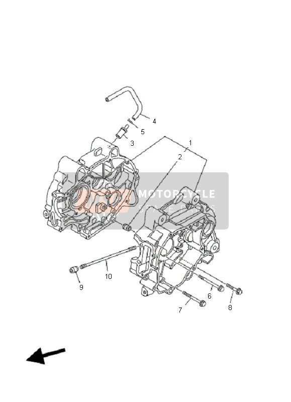 Yamaha TT-R50E 2008 Crankcase for a 2008 Yamaha TT-R50E