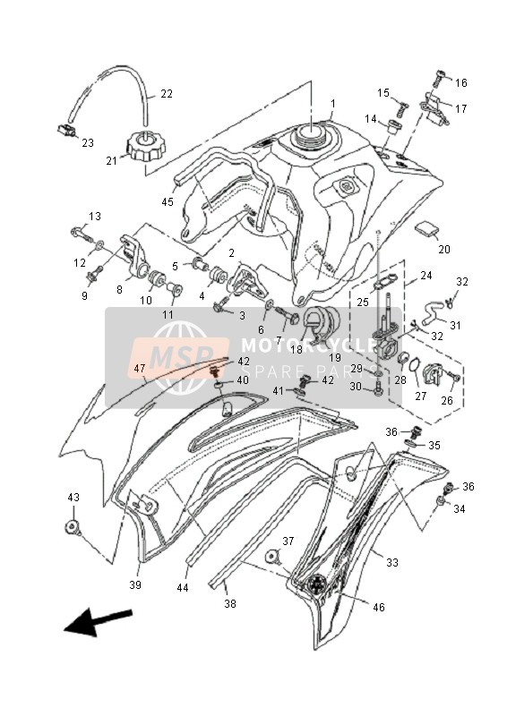 Yamaha TT-R125E SW & LW 2008 Réservoir d'essence pour un 2008 Yamaha TT-R125E SW & LW