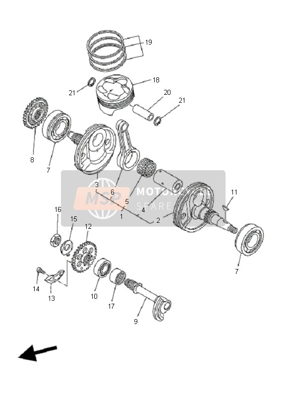 Yamaha WR250F 2008 Crankshaft & Piston for a 2008 Yamaha WR250F