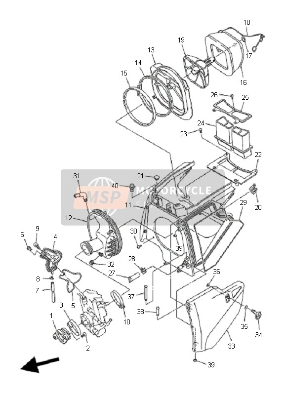 5UM14453L000, Joint, Luchtfilter 1, Yamaha, 0